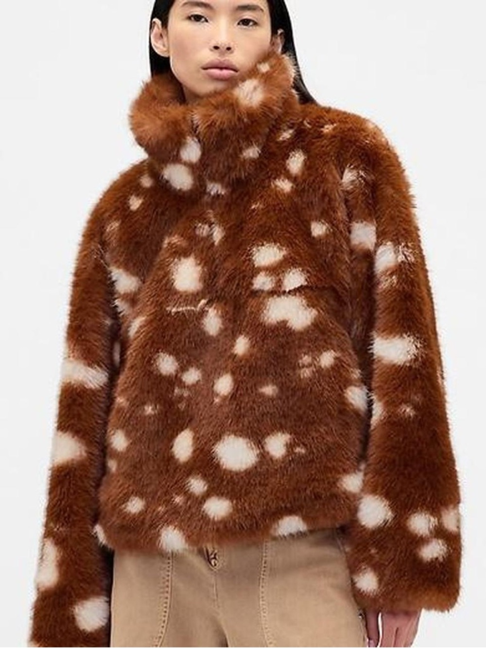 Sandy Liang x GAP Spotted Faux-Fur Zip Pullover Jacket